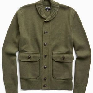 Wool Sweater Jacket in Olive